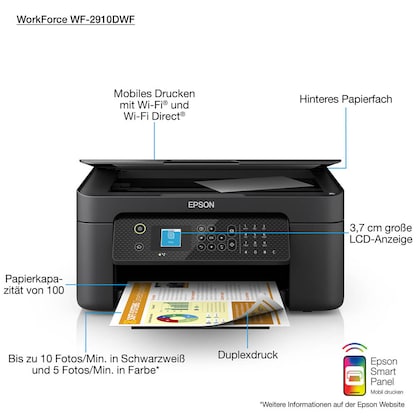 Artikelbild 11 für AKTION: EPSON WorkForce WF-2910DWF 4 in 1 Tintenstrahl-Multifunktionsdrucker schwarz mit 25 Euro CashBack, Artikelnummer 204018