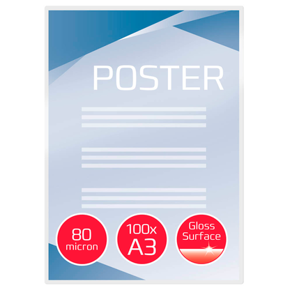 Artikelbild 3 für 100 GBC Laminierfolien glänzend für A3 80 micron, Artikelnummer 437267
