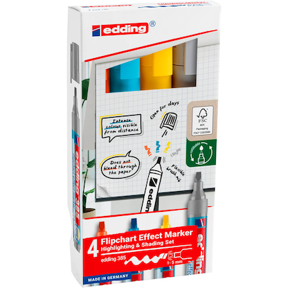 Artikelbild 21 für edding 385 Flipchart-Marker farbsortiert 1,0 - 5,0 mm, 4 St., Artikelnummer 530347
