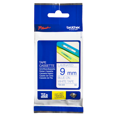 Artikelbild 2 für brother Schriftband TZe-223 TZE223, 9 mm blau auf weiß, Artikelnummer 653154