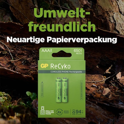 Artikelbild 7 für 2 GP Akkus ReCyko+ Micro AAA 650 mAh, Artikelnummer 290157