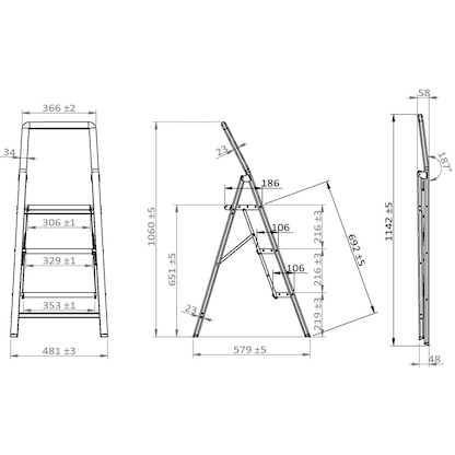 Artikelbild 2 für WENKO Klapptritt Compact grau 3 Stufen, H: 106,5 cm, Artikelnummer 817062