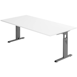 Artikelbild 1 für HAMMERBACHER OS 2E höhenverstellbarer Schreibtisch weiß rechteckig, C-Fuß-Gestell grau 200,0 x 100,0 cm, Artikelnummer 443244