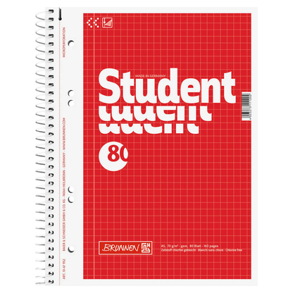 Artikelbild 2 für BRUNNEN Collegeblöcke Student Kleinformat kariert DIN A5 Innenrand, 5 Blöcke, Artikelnummer 489666