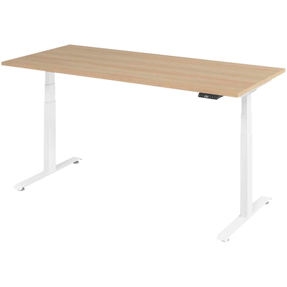 Artikelbild für BaseLite elektrisch höhenverstellbarer Schreibtisch eiche rechteckig, T-Fuß-Gestell weiß 180,0 x 80,0 cm, Artikelnummer 270944