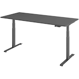Artikelbild 1 für BaseLite elektrisch höhenverstellbarer Schreibtisch grafit rechteckig, T-Fuß-Gestell grau 180,0 x 80,0 cm, Artikelnummer 270866