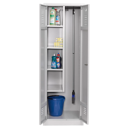 Artikelbild 15 für Gürkan Putzmittelschrank 104431 lichtgrau 60,0 x 50,0 x 180,0 cm, aufgebaut, Artikelnummer 740183