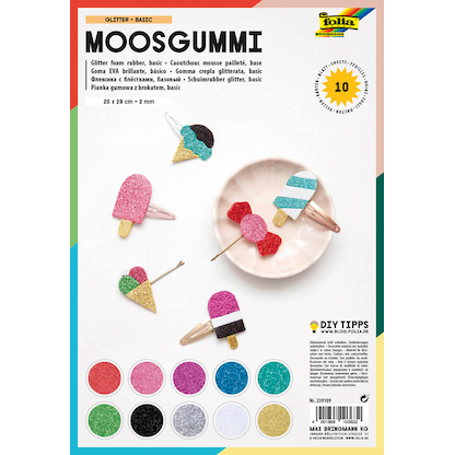 Artikelbild für folia Moosgummi Glitter Basic mehrfarbig 10 St., Artikelnummer 479242