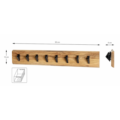 Artikelbild 2 für HAKU Möbel Wandgarderobe 52977 akazie Holz 8 Haken 90,0 x 15,0 cm, Artikelnummer 340269