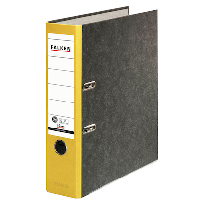 Artikelbild für FALKEN Recycling Ordner gelb marmoriert Karton 8,0 cm DIN A4, Artikelnummer 872283