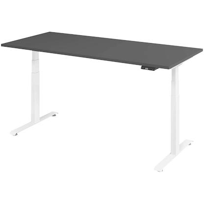 Artikelbild für BaseLite elektrisch höhenverstellbarer Schreibtisch grafit rechteckig, T-Fuß-Gestell weiß 180,0 x 80,0 cm, Artikelnummer 271146