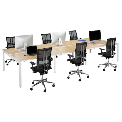 Artikelbild 4 für PAPERFLOW easyDesk Doppelschreibtisch buche rechteckig, 4-Fuß-Gestell weiß 420,0 x 166,0 cm, Artikelnummer 527984