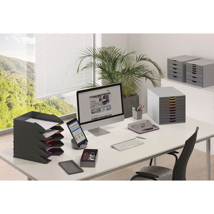 Artikelbild 7 für DURABLE Schubladenbox VARICOLOR® dunkelgrau mit bunten Farblinien 761027, DIN A4 mit 10 Schubladen, Artikelnummer 113993