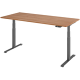Artikelbild 1 für BaseLite elektrisch höhenverstellbarer Schreibtisch nussbaum rechteckig, T-Fuß-Gestell grau 180,0 x 80,0 cm, Artikelnummer 270859