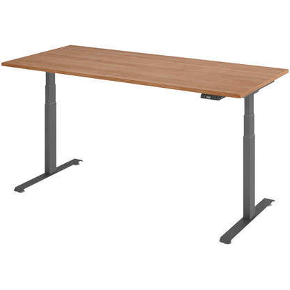 Artikelbild für BaseLite elektrisch höhenverstellbarer Schreibtisch nussbaum rechteckig, T-Fuß-Gestell grau 180,0 x 80,0 cm, Artikelnummer 270859