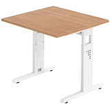 Artikelbild 1 für HAMMERBACHER OS 08 höhenverstellbarer Schreibtisch nussbaum quadratisch, C-Fuß-Gestell weiß 80,0 x 80,0 cm, Artikelnummer 657256