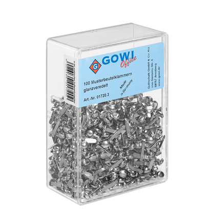 Artikelbild 2 für 1.000 Gowi Musterbeutelklammern Rundkopf, Artikelnummer 486403