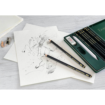 Artikelbild 4 für FABER-CASTELL Pitt Graphite Matt Graphitstifte HB, 2B, 4B, 6B, 8B, 10B, 12B, 14B schwarz mit Radierer, 1 Set, Artikelnummer 419071