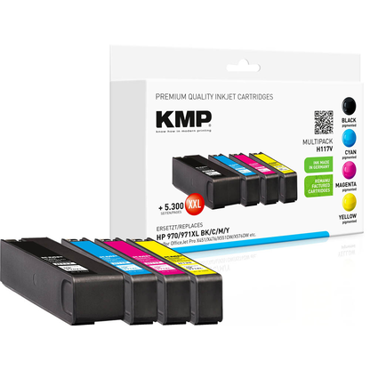 Artikelbild 16 für KMP H117V schwarz, cyan, magenta, gelb Druckerpatronen kompatibel zu HP 970XL + 971XL (CN625AE/CN626AE/CN627AE/CN628AE), 4er-Set, Artikelnummer 506347