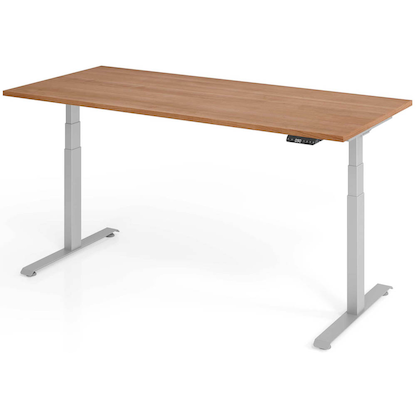 Artikelbild für BaseLite elektrisch höhenverstellbarer Schreibtisch nussbaum rechteckig, T-Fuß-Gestell silber 180,0 x 80,0 cm, Artikelnummer 271037