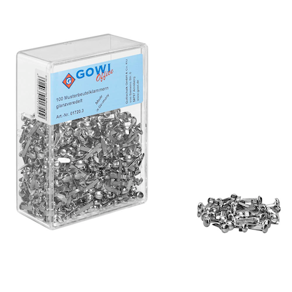 Artikelbild 15 für 1.000 Gowi Musterbeutelklammern Rundkopf, Artikelnummer 486403