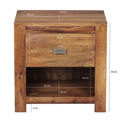 Artikelbild 2 für WOHNLING Nachttisch Massivholz sheesham 30,0 x 40,0 x 40,0 cm, Artikelnummer 904823