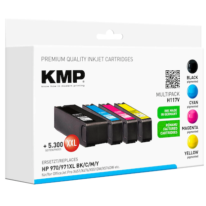 Artikelbild 2 für KMP H117V schwarz, cyan, magenta, gelb Druckerpatronen kompatibel zu HP 970XL + 971XL (CN625AE/CN626AE/CN627AE/CN628AE), 4er-Set, Artikelnummer 506347