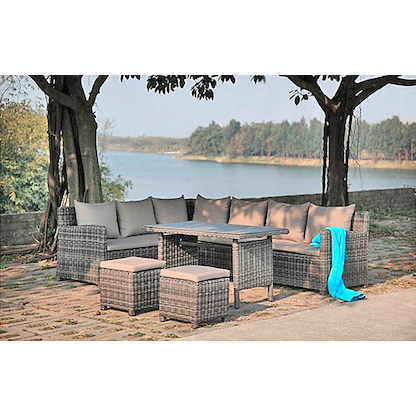 Artikelbild 2 für Garden Pleasure Loungegruppe Oviedo grau Kunststoff, Metall, 6-teilig, Artikelnummer 128823