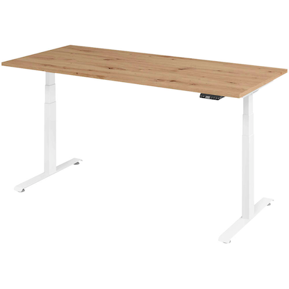 Artikelbild für BaseLite elektrisch höhenverstellbarer Schreibtisch asteiche rechteckig, T-Fuß-Gestell weiß 180,0 x 80,0 cm, Artikelnummer 271126