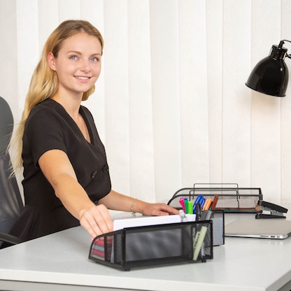 Artikelbild 5 für relaxdays Schreibtisch-Organizer schwarz Metall 5 Fächer 25,5 x 18,0 x 10,5 cm, Artikelnummer 516662