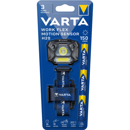 Artikelbild 4 für VARTA Work-Flex-Motion-Sensor H20 LED Stirnlampe schwarz 6,0 cm, 150 Lumen, 3,0 W, Artikelnummer 626873