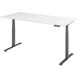 Artikelbild 1 für BaseLite elektrisch höhenverstellbarer Schreibtisch weiß rechteckig, T-Fuß-Gestell grau 180,0 x 80,0 cm, Artikelnummer 271029