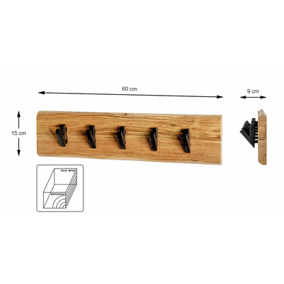Artikelbild 2 für HAKU Möbel Wandgarderobe 52979 akazie Holz 5 Haken 60,0 x 15,0 cm, Artikelnummer 340309