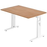 Artikelbild 1 für HAMMERBACHER OS 12 höhenverstellbarer Schreibtisch nussbaum rechteckig, C-Fuß-Gestell weiß 120,0 x 80,0 cm, Artikelnummer 657390