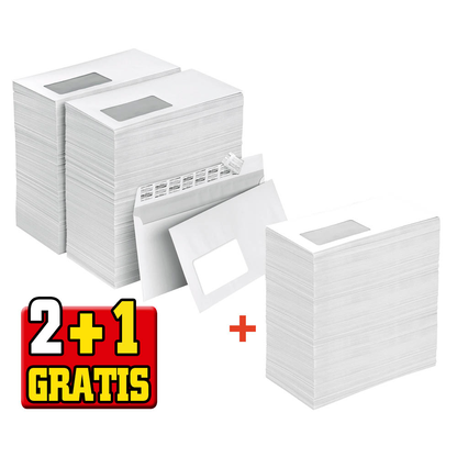 Artikelbild 8 für 2 + 1 GRATIS: office discount Briefumschläge DIN lang mit Fenster weiß haftklebend 2x 500 St. + GRATIS 1x 500 St., Artikelnummer 318168