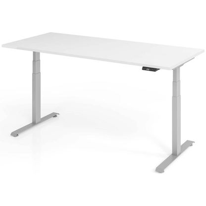 Artikelbild für BaseLite elektrisch höhenverstellbarer Schreibtisch weiß rechteckig, T-Fuß-Gestell silber 180,0 x 80,0 cm, Artikelnummer 270938