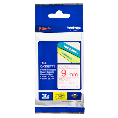 Artikelbild 2 für brother Schriftband TZe-222 TZE222, 9 mm rot auf weiß, Artikelnummer 653147
