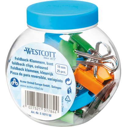 Artikelbild 14 für 25 WESTCOTT Foldbackklammern farbsortiert 1,9 cm, Artikelnummer 363222