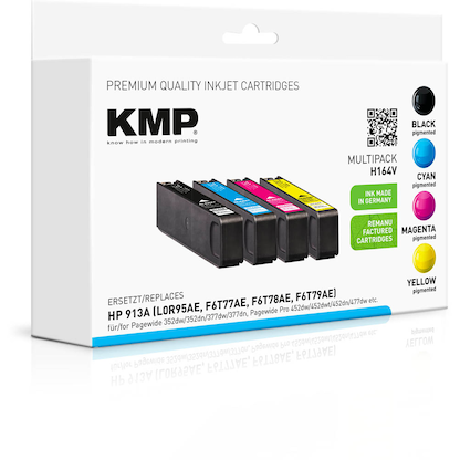 Artikelbild 2 für KMP H164V schwarz, cyan, magenta, gelb Druckerpatronen kompatibel zu HP 913A (L0R95AE, F6T77AE, F6T78AE, F6T79AE), 4er-Set, Artikelnummer 312977