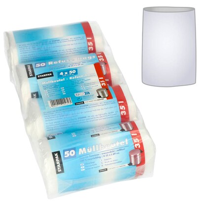 Artikelbild für STARPAK Müllbeutel 35,0 l transparent 14,0 µm, 4x 50 St., Artikelnummer 566930