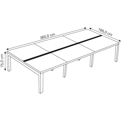 Artikelbild 2 für PAPERFLOW easyDesk Doppelschreibtisch buche rechteckig, 4-Fuß-Gestell weiß 360,0 x 166,0 cm, Artikelnummer 527965