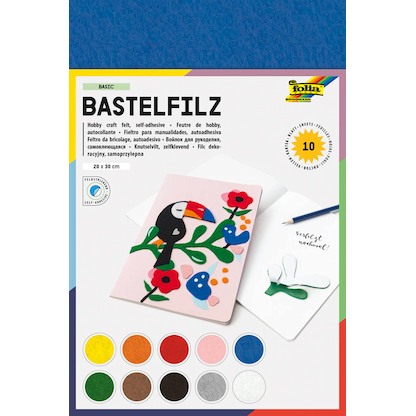 Artikelbild 7 für folia Bastelfilz selbstklebend farbsortiert 10 Bogen, Artikelnummer 504098