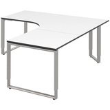 Artikelbild 1 für röhr Imperia höhenverstellbarer Schreibtisch weiß L-Form, Kufen-Gestell silber 180,0 x 80,0/200,0 cm, Artikelnummer 752382