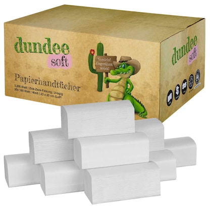 Artikelbild für dundee Papierhandtücher 4012200 Zick-Zack-Falzung 2-lagig 3.200 Tücher, Artikelnummer 263586