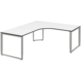 Artikelbild 1 für röhr Imperia höhenverstellbarer Schreibtisch weiß L-Form, Kufen-Gestell silber 180,0 x 80,0/200,0 cm, Artikelnummer 752711