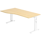 Artikelbild 1 für HAMMERBACHER OS 18 höhenverstellbarer Schreibtisch ahorn Trapezform, C-Fuß-Gestell weiß 180,0 x 80,0/100,0 cm, Artikelnummer 657573