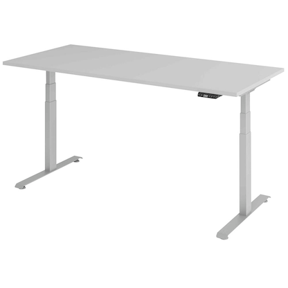 Artikelbild für BaseLite elektrisch höhenverstellbarer Schreibtisch lichtgrau rechteckig, T-Fuß-Gestell silber 180,0 x 80,0 cm, Artikelnummer 270896