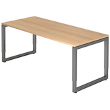 Artikelbild 1 für HAMMERBACHER Unni SE1 höhenverstellbarer Schreibtisch eiche rechteckig, Kufen-Gestell grau 180,0 x 80,0 cm, Artikelnummer 644587