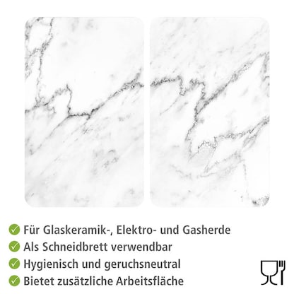 Artikelbild 4 für WENKO Herdabdeckplatten Marmor weiß, grau, 2 St., Artikelnummer 530834