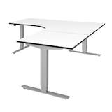 Artikelbild 1 für röhr Imperia elektrisch höhenverstellbarer Schreibtisch weiß fünfeckig, T-Fuß-Gestell silber 180,0/200,0 x 80,0 cm, Artikelnummer 752784